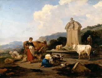 Fontaine romaine avec bétail et personnages (Le Midi)